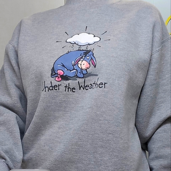 Vintage Disney Store Eeyore Sweatshirt Sz. Med. "Under the Weather" Comfy Soft - Picture 5 of 14